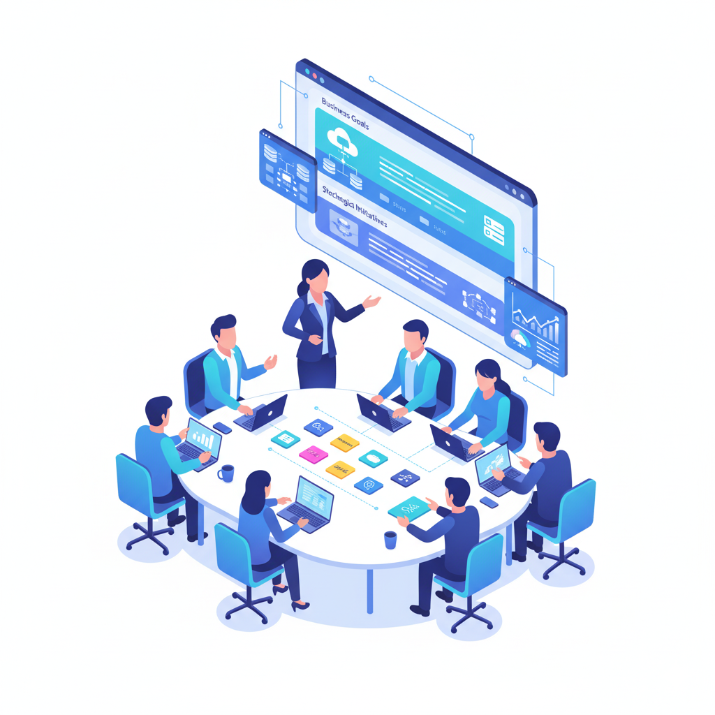 Strategic technology roadmap and leadership illustration